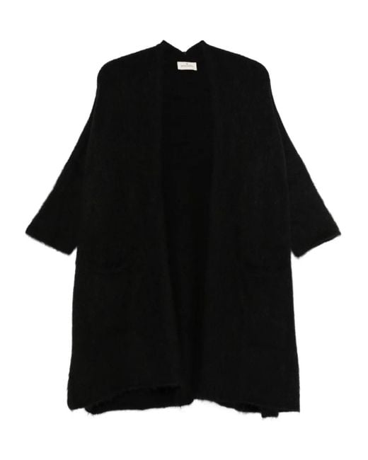 Bruno Manetti Black Brushed-Finish Open-Front Coat