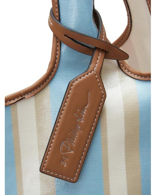 3.1 Phillip Lim Blue Mini Striped Tote Bag