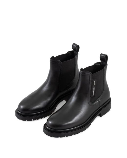 Karl Lagerfeld Black Elastic-Panel Chelsea Boots