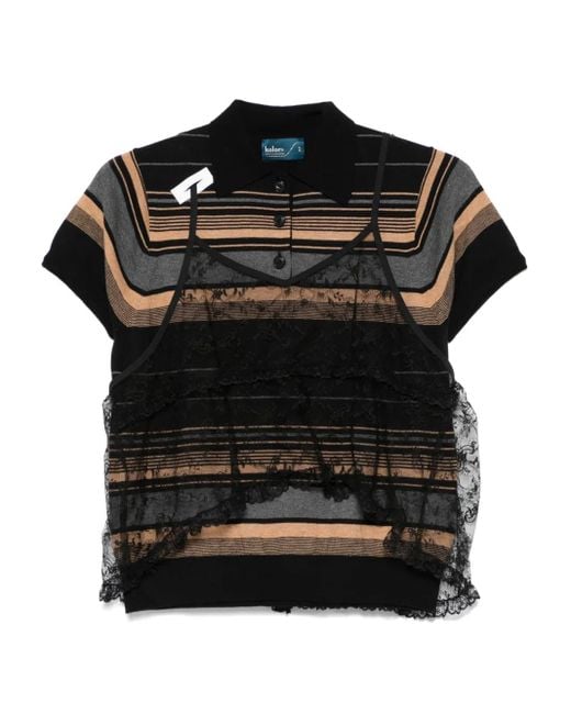 Kolor Black Poloshirt Im Layering-Look