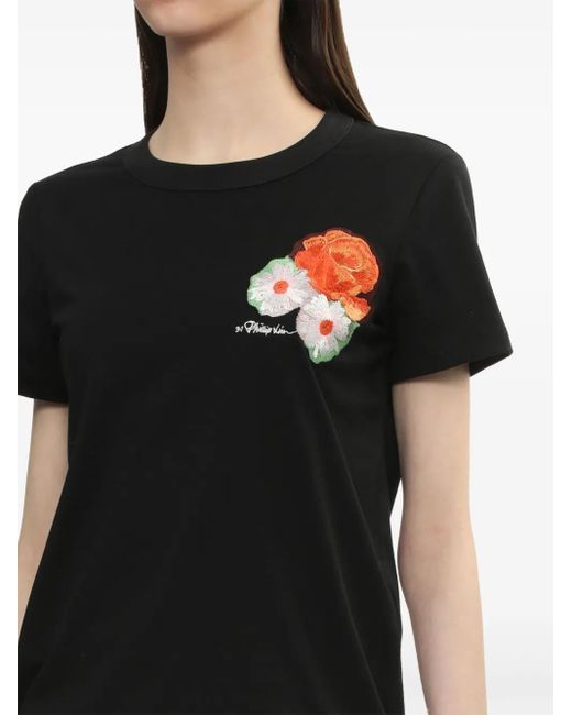3.1 Phillip Lim Black Logo-Embroidered T-Shirt