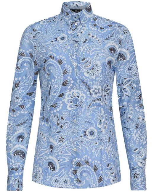 Etro Blue Hemd mit Paisley-Print