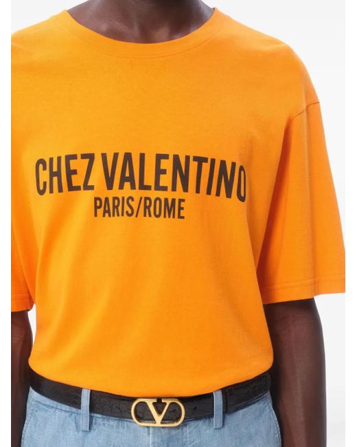 Valentino Garavani Orange Chez-Print T-Shirt for men