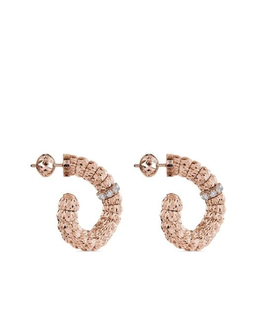 Officina Bernardi Pink 18Kt Rose Enigma Diamond Hoop Earrings