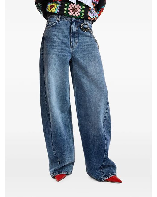 Essentiel Antwerp Blue Twisted-Seam Barrel-Leg Jeans