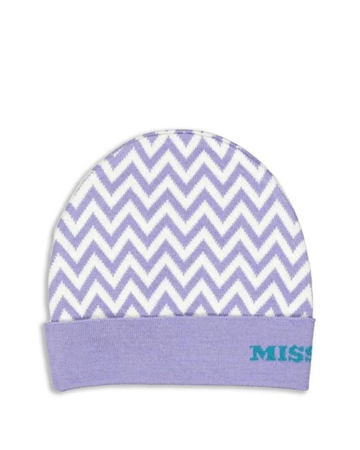 Missoni Purple Zigzag-Knit Beanie Hat