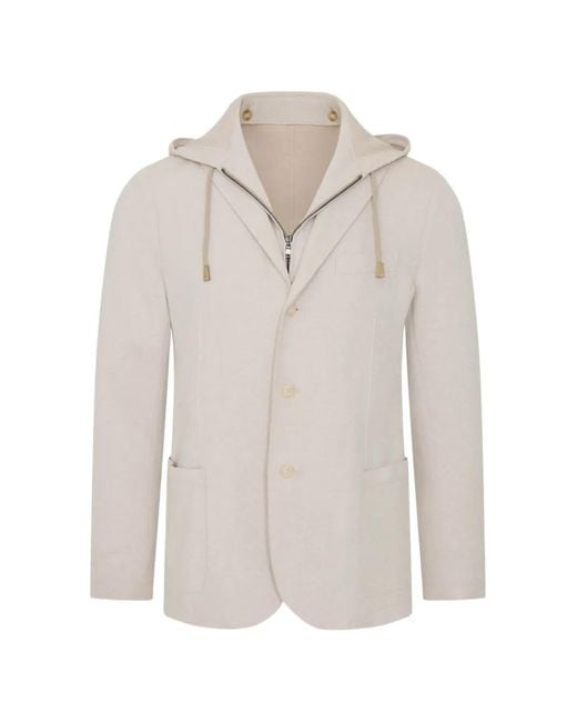Patrick Assaraf White Hooded Blazer for men