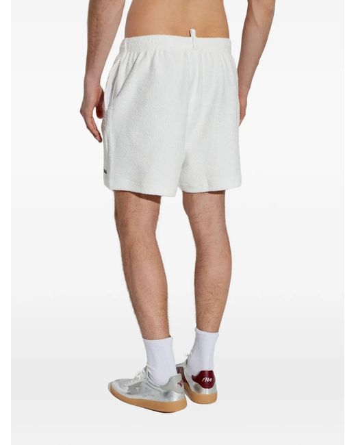 DSquared² White Logo Sponge Shorts for men