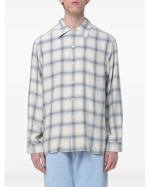 Our Legacy Blue Every Check-Print Long-Sleeve Shirt for men