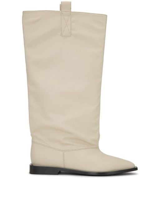 Ganni White Slouchy Knee-high Boots