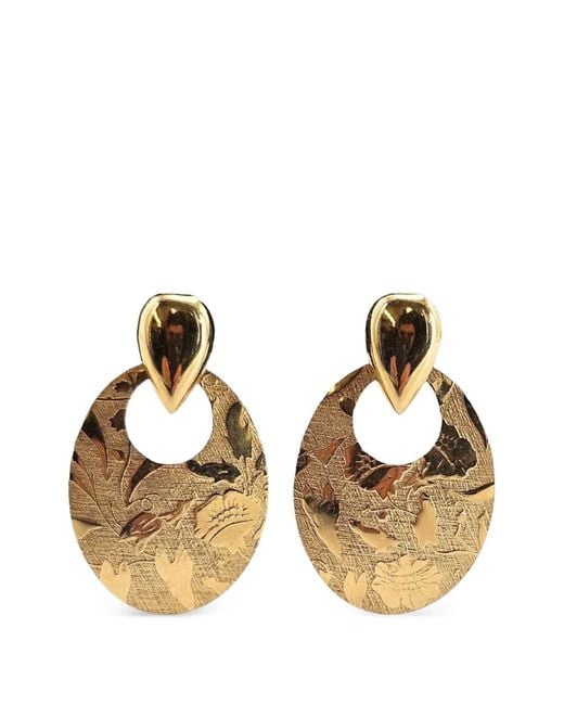 Madison Metallic Embossed Floral-Engraved Earrings
