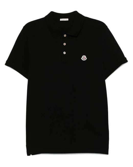 Moncler Black Logo Cotton Polo Shirt for men