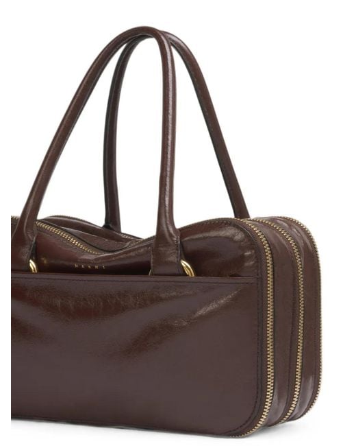 Marni Brown Leather Small Boxyne Bag