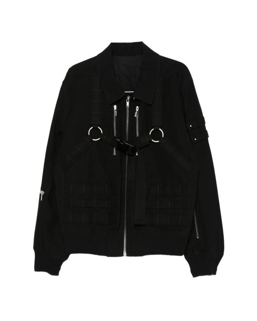 Rick Owens Black Blixa Harness-Detail Cargo-Pockets Bomber Jacket for men