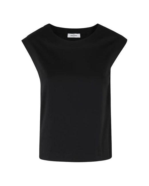 Gran Sasso Black Cap-Sleeve T-Shirt