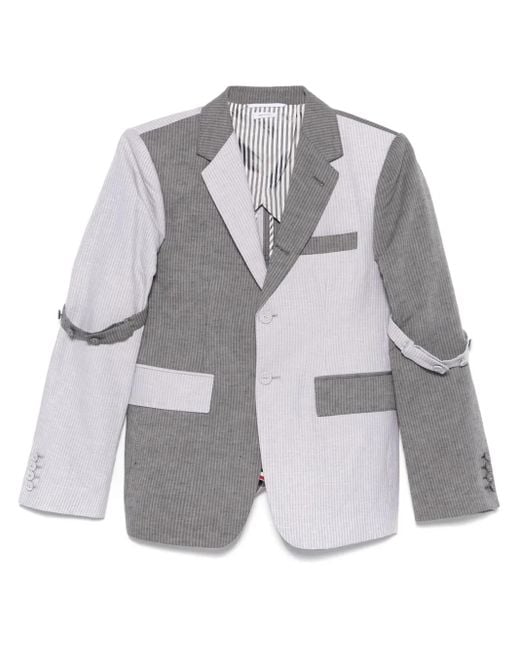 Thom Browne Gray Striped Blazer for men
