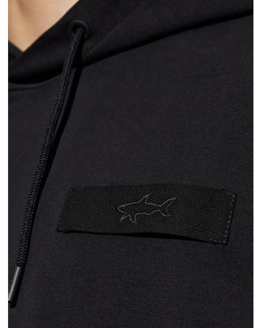 Paul & Shark Blue Logo-Patch Drawstring Hoodie for men