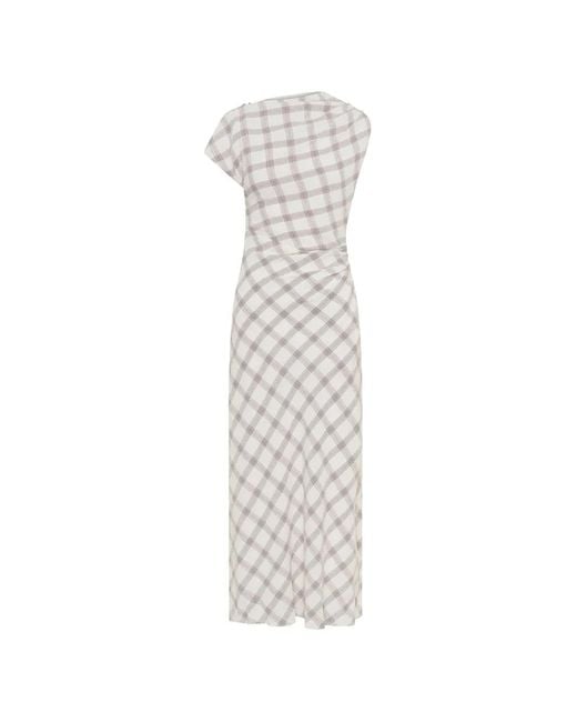 Anna Quan White Charlie Checked Midi Dress
