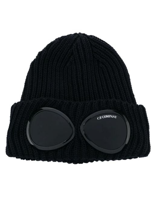 C P Company Gerippte Mütze Mit Goggle-Detail in Black für Herren