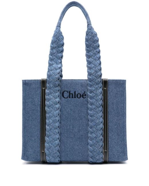 Chloé Woody Medium Shopper in het Blue