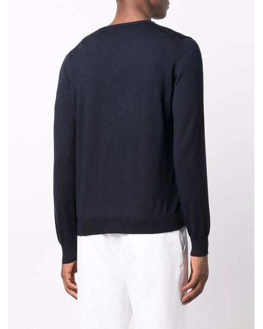 Fileria Blue Wool V-Neck Jumper for men