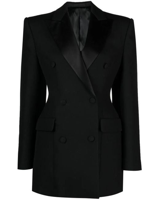 Wardrobe NYC Black Fitted-Waistline Double-Breasted Blazer Dress