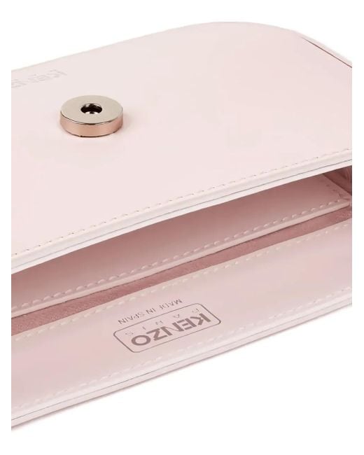 KENZO Pink Flower-Appliqué Leather Crossbody Bag