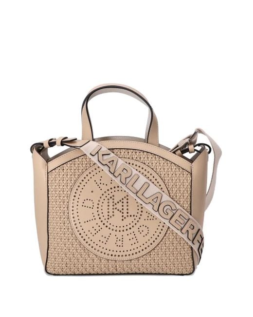 Karl Lagerfeld Natural Perforated Logo Tote Bag