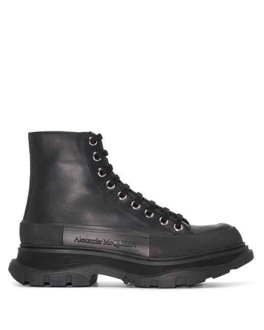 McQueen Black Chunky-Sole Ankle Boots