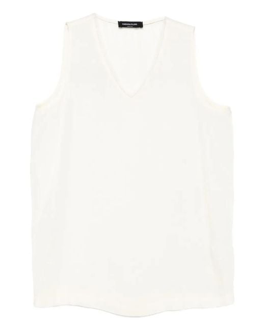 Fabiana Filippi White V-Neck Sleeveless Top