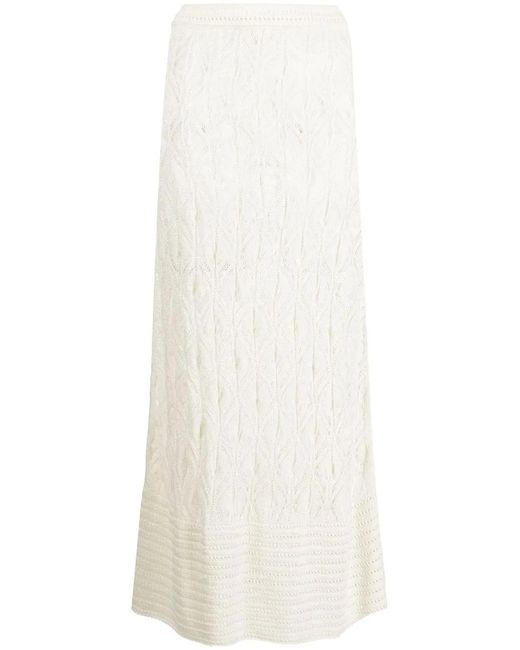 LeKasha White Amon Crochet-Knit Maxi Skirt