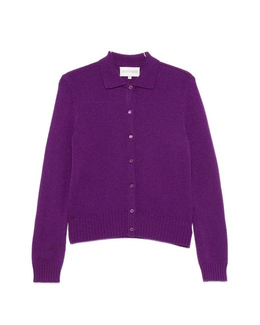 Bompard Purple Polo-Collar Cardigan