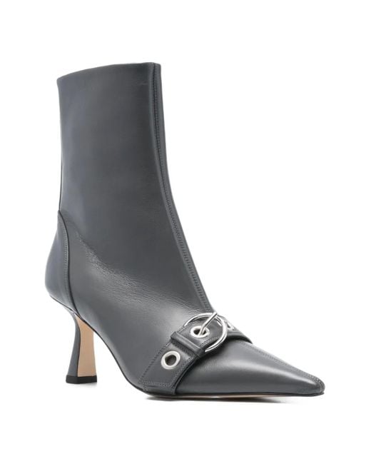 Aeyde Black 75Mm Buckle-Detail Pointed-Toe Boots