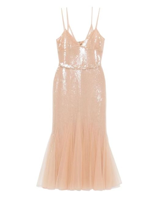 David Koma Natural Tüllkleid mit Paillettenverzierung
