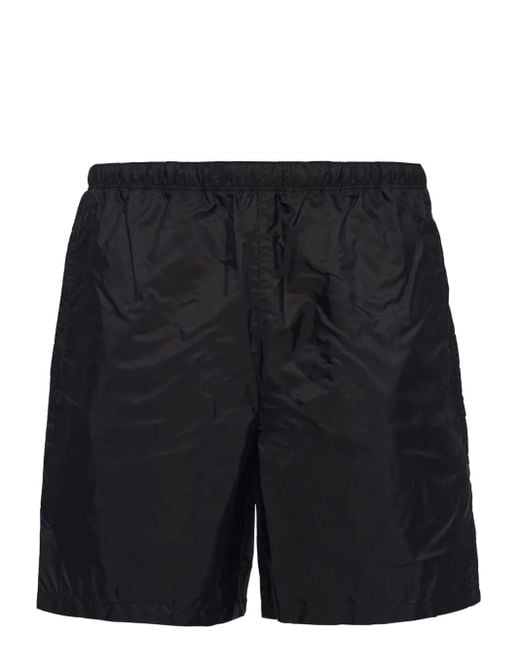 Prada Black Logo-Plaque Swim Shorts for men