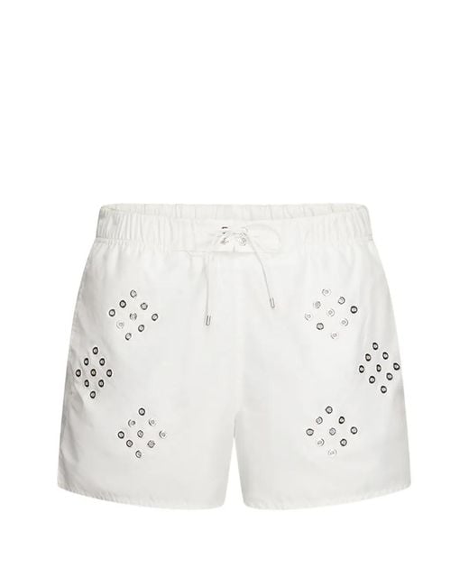 Ludovic de Saint Sernin White Eyelets Swim Shorts for men