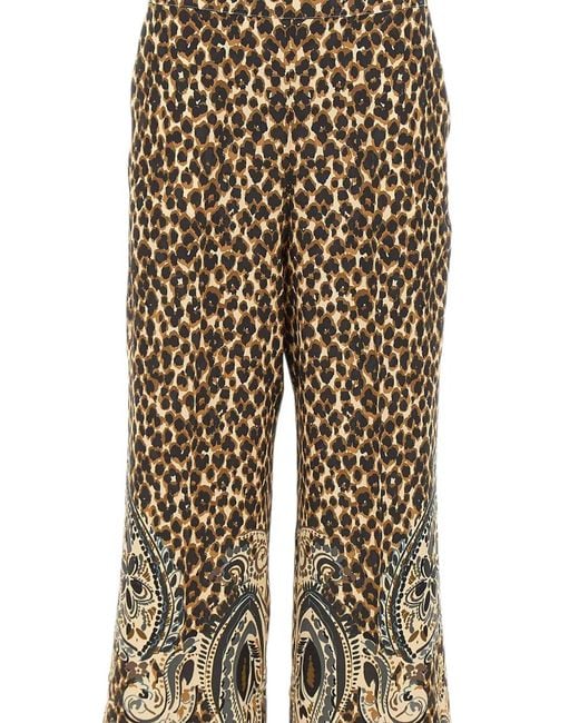 Etro Natural Leopard-Print Trousers