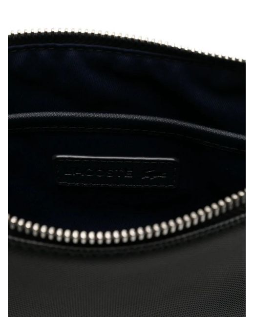 Lacoste Black Embossed-Logo Clutch Bag for men