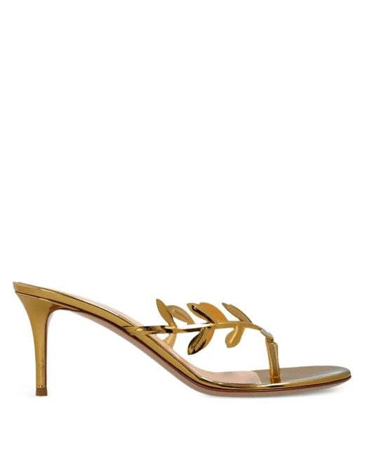 Gianvito Rossi Metallic Leaf-Motif Heeled Mules