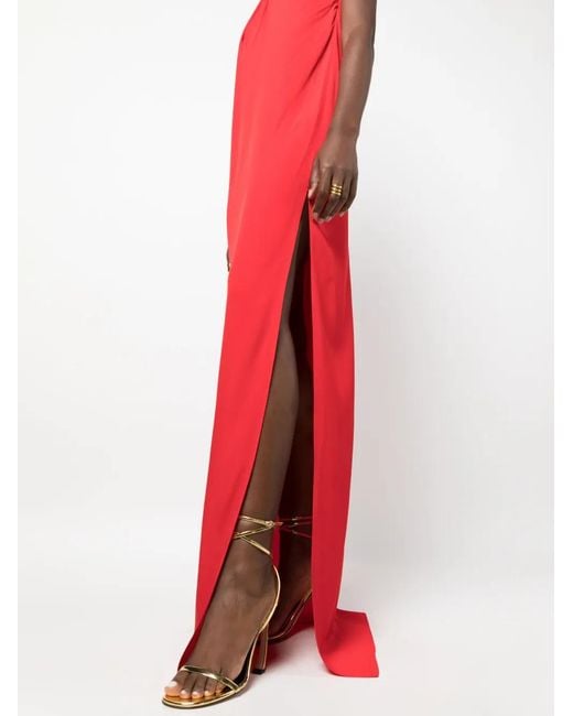 Stella McCartney Red One-Shoulder Scarf Maxi Dress