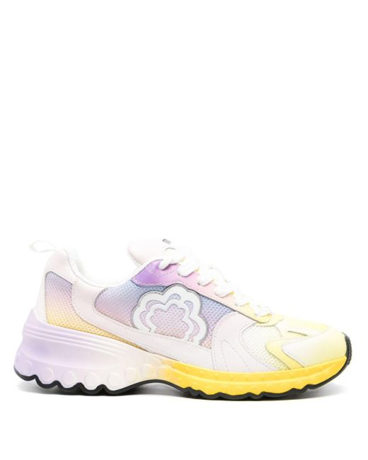 Maje White Floral-patch Mesh Chunky Sneakers