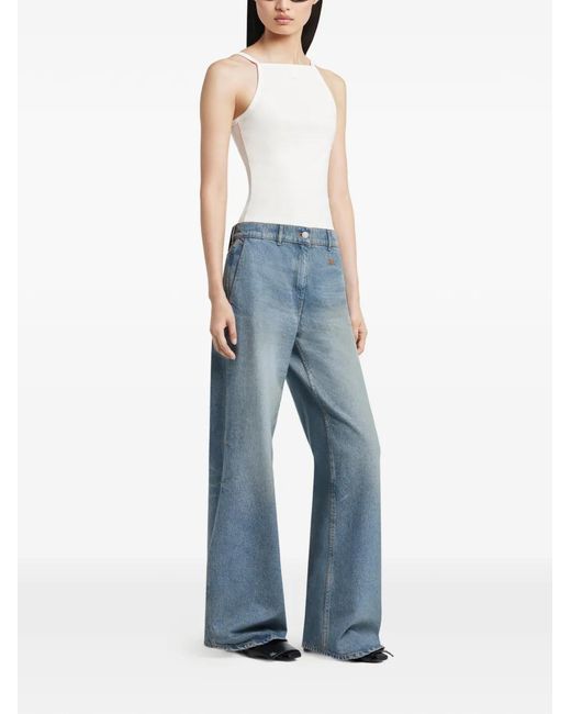 Courreges Blue Logo-Patch Trousers