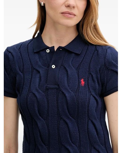 Polo Ralph Lauren Blue Cable-Knit Polo Shirt