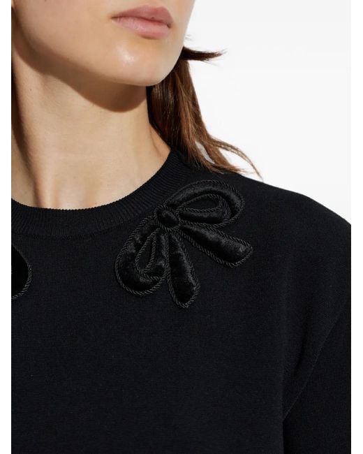 Valentino Garavani Black Bow-Appliqué Knitted Mini Dress