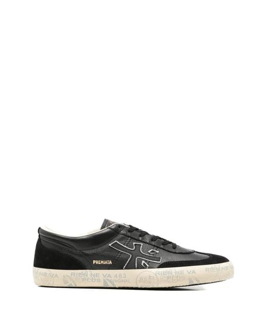 Premiata White David Logo-Patch Sneakers for men