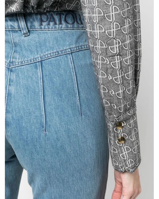 Patou Blue Belt-Loop Buttoned Jeans