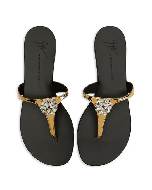 Giuseppe Zanotti Brionne Crystal-embellished Metallic Flat Sandals