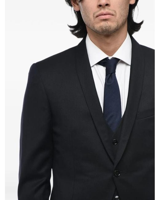 Corneliani Blue Shawl-Lapel Single-Breasted Suit Jacket for men