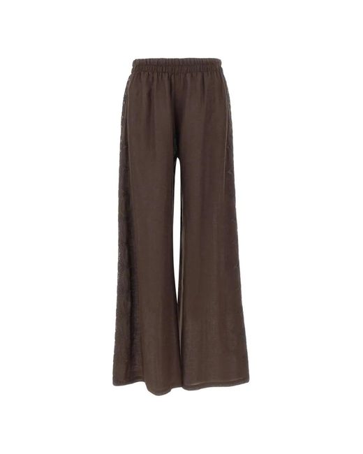 Maurizio Mykonos Brown Elasticated-Waist Lace Trousers