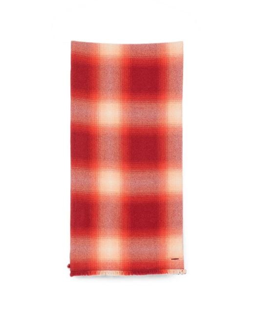 God's True Cashmere Red Plaid Fringed Scarf for men